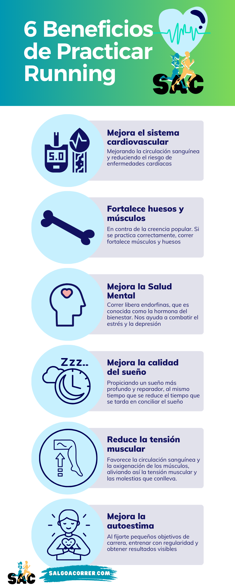 Infografía: 6 beneficios de practicar running