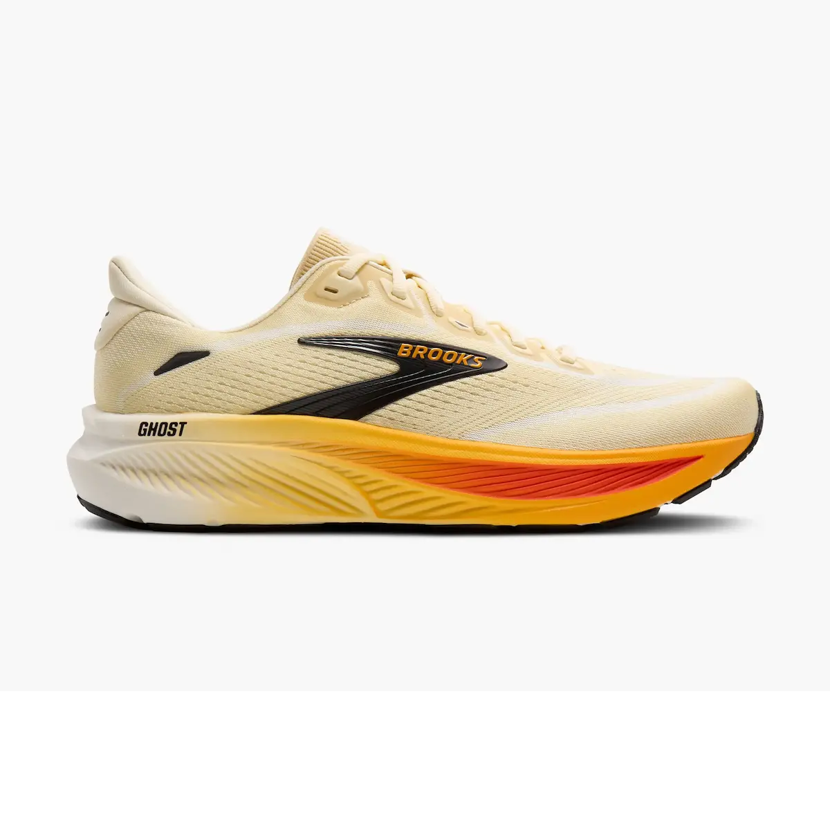 Zapatillas Brooks Ghost 18, vista lateral, daily trainer neutro de running para asfalto con mediasuela DNA Loft v3 con nitrógeno, upper triple jacquard y suela RoadTack